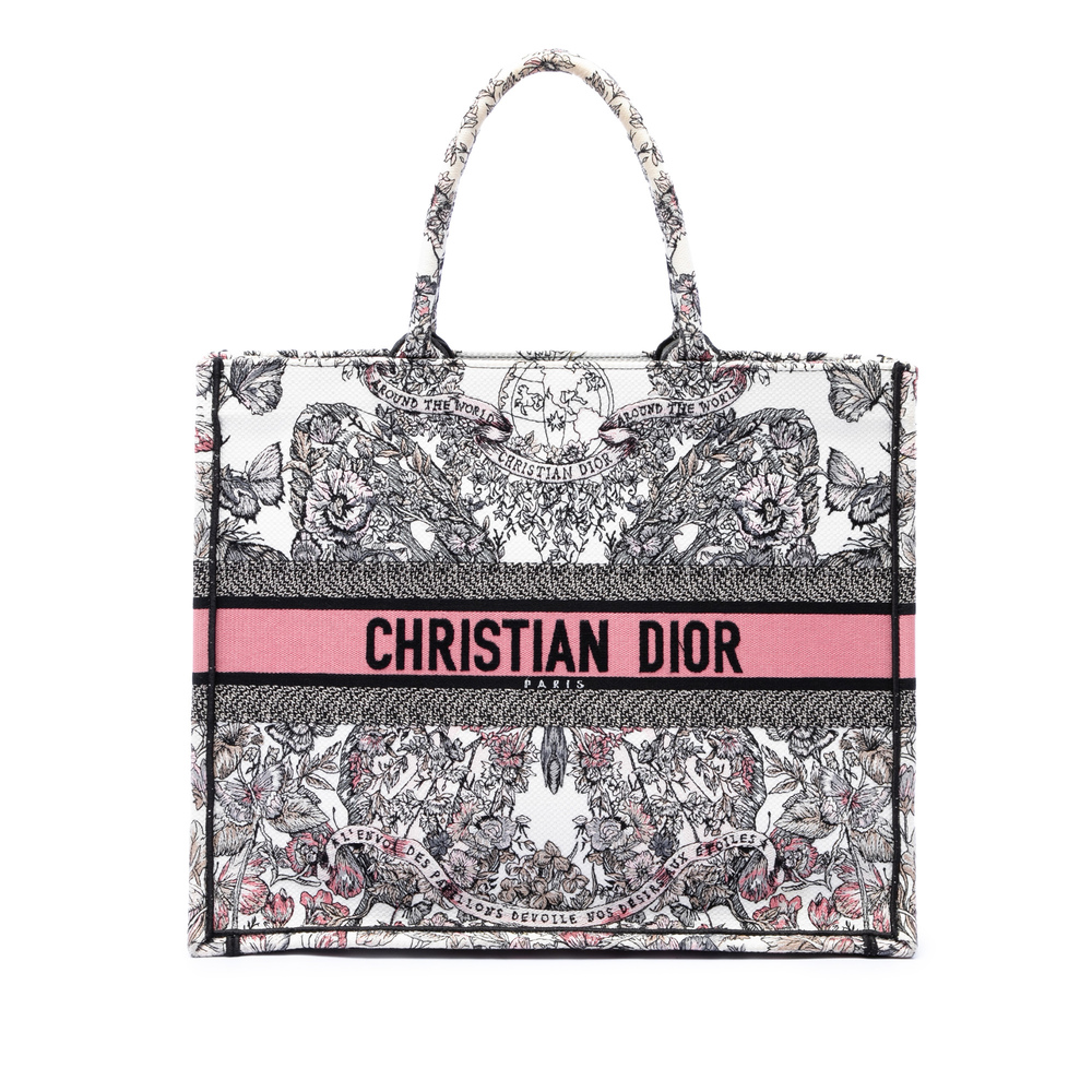 Pre-Loved Dior Large Embroidered Canvas Butterfly Around The World Book Tote
